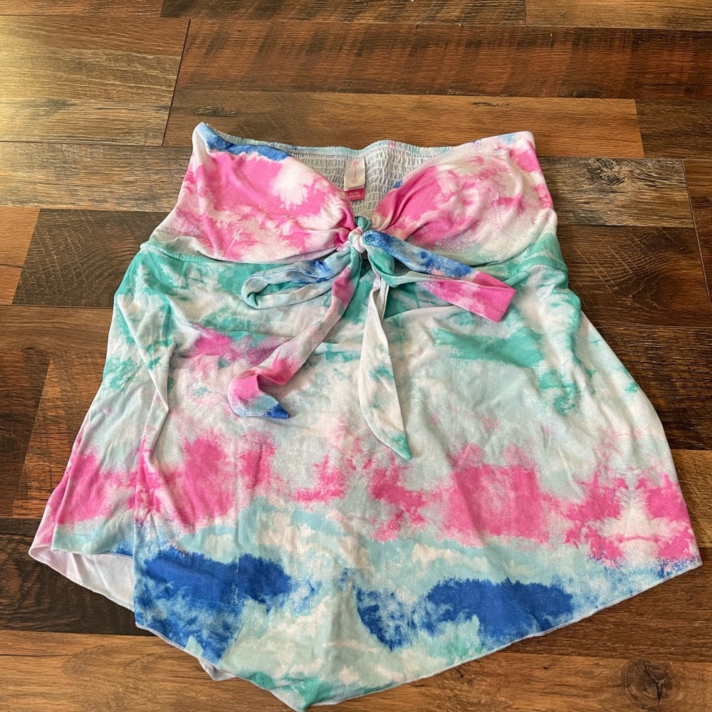 No Boundaries Pink and Blue Tie-Dye Top - XL